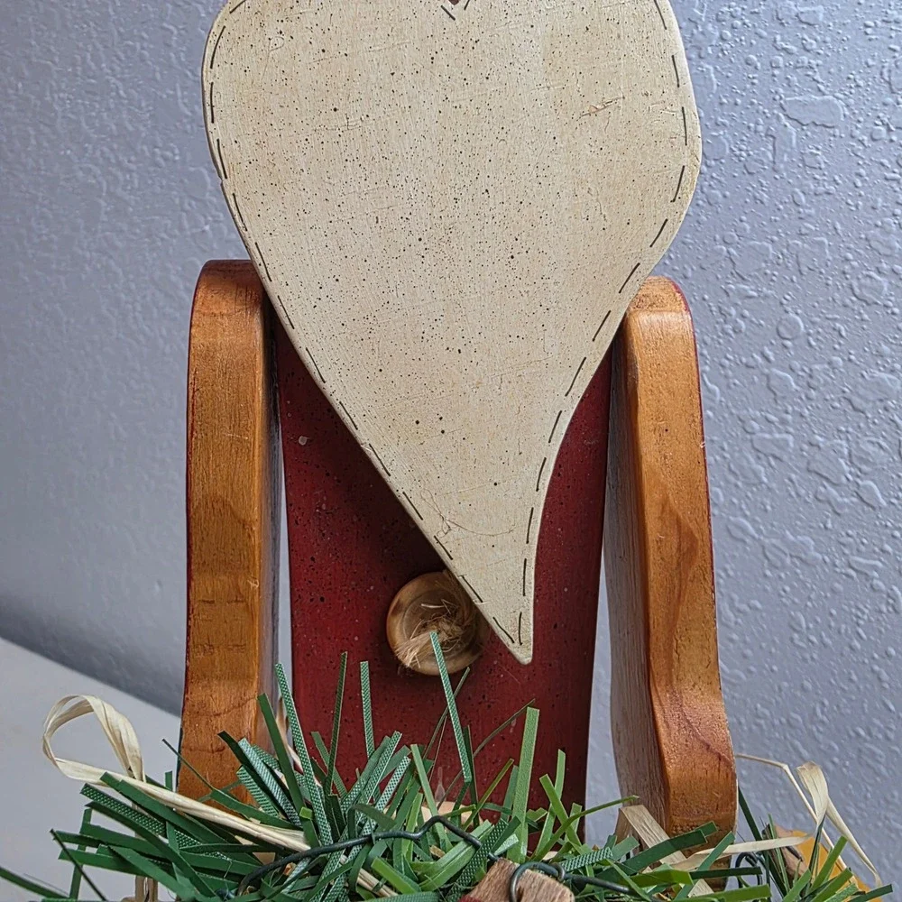 Rustic Wooden Santa Claus‎ Figurine Christmas Tabletop Star Base Wreath Lights